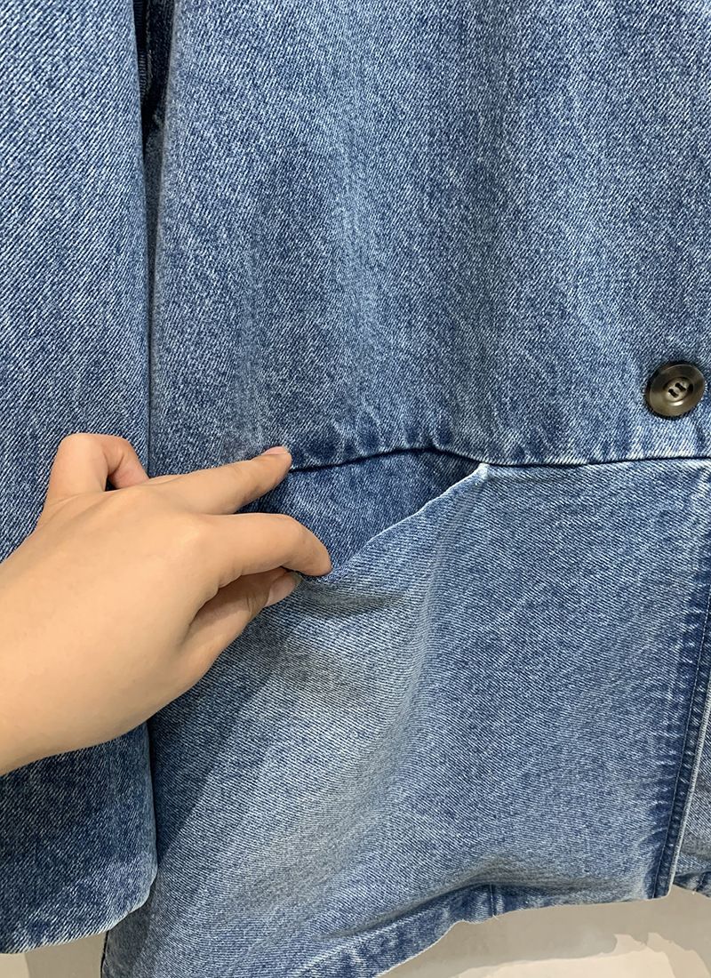 Getrockneter Kranich Frühling und Sommer neue japanische Ins Blogger Revers Denim Hemd Windjacke lose Profil lässig abnehmen Mantel_voghion.com