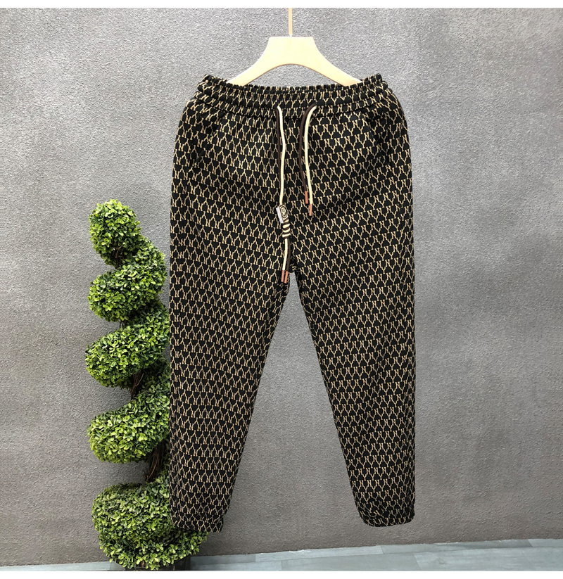 High quality letter printed pants, trendy casual with bound legs, 2023 autumn new men's cropped pants_voghion.com