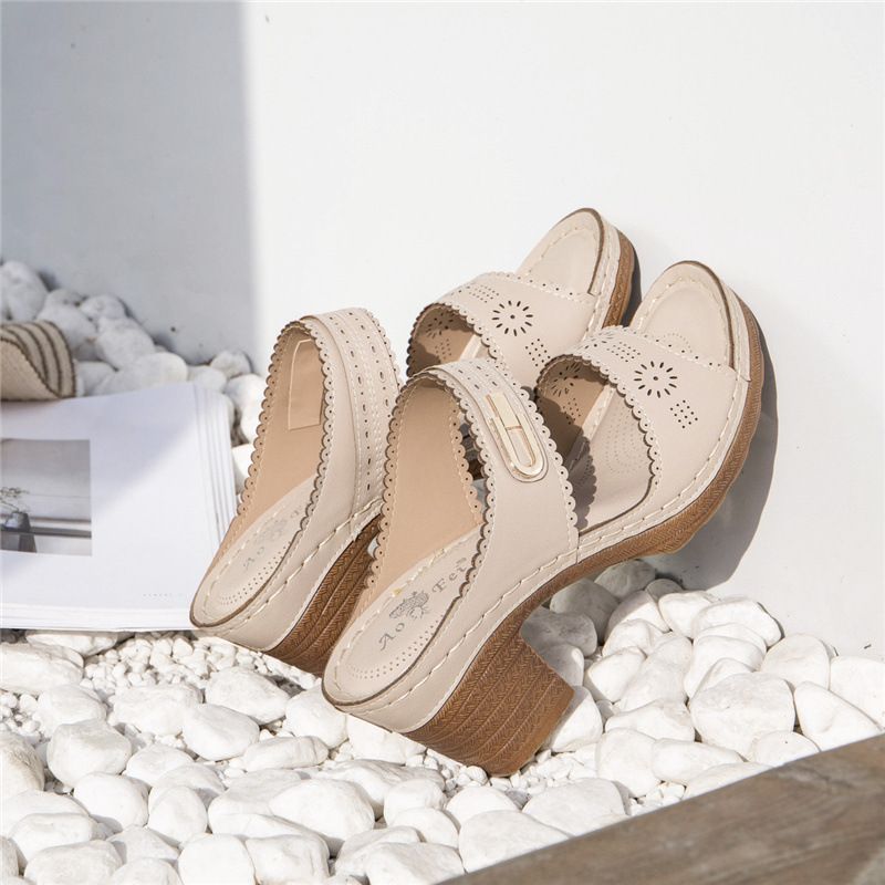 Neue Sandalen mit dicken Absätzen, Hausschuhe in Übergröße, Muller-Schuhe für Damen_voghion.com