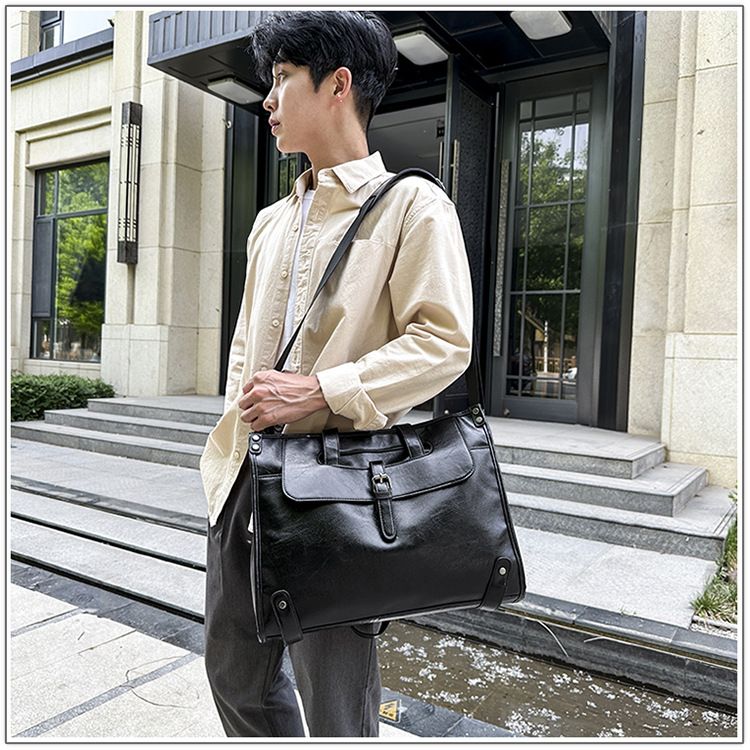 Professional Men's Leather Briefcase – Large Capacity Business Laptop Bag For Work, Commute & Travel – Stylish & Durable PU Material_voghion.com
