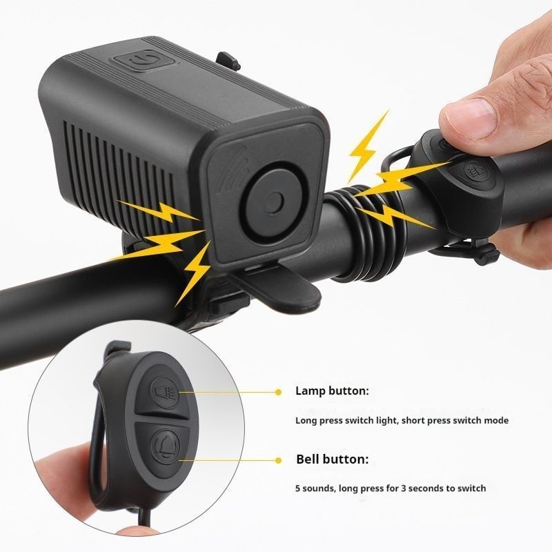 Horn headlight equipment charging strong light mountain bike night riding flashlight_voghion.com