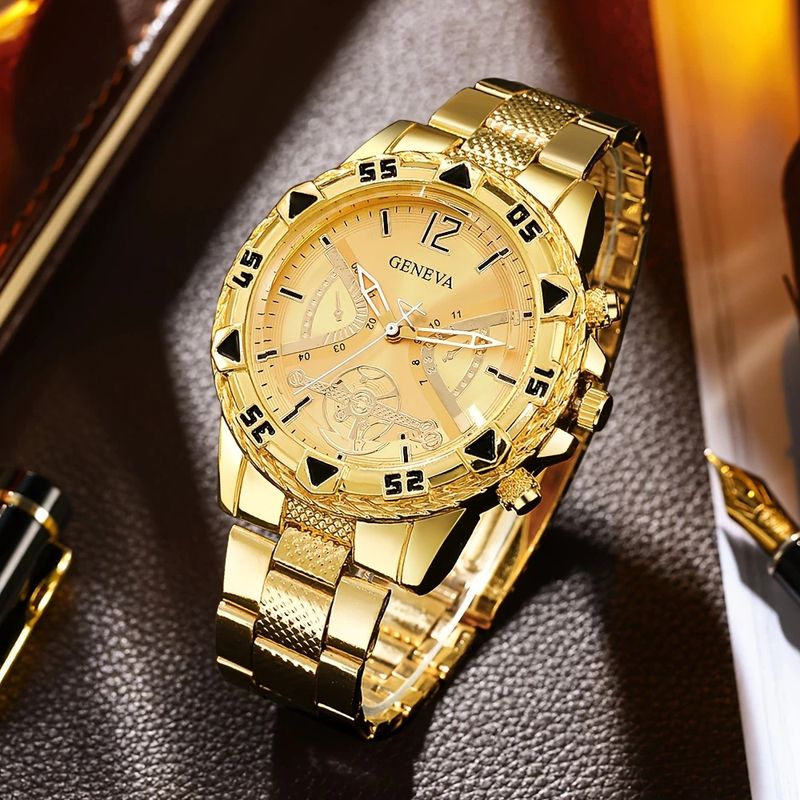 Men's High End Business Quartz Watch With Large Dial, Men's Steel Belt Watch, Men's_voghion.com