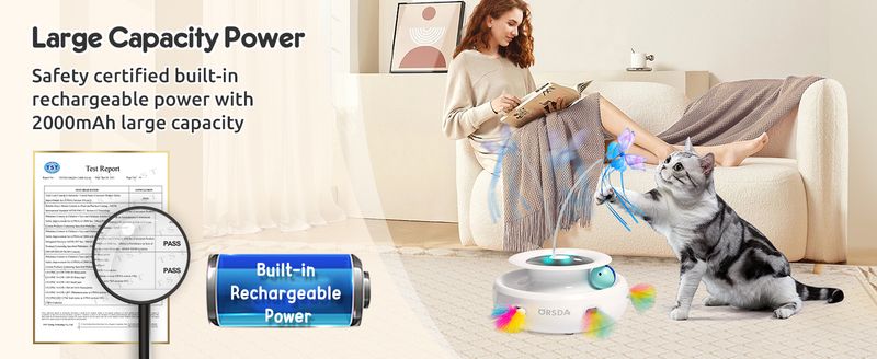 Juguete para gatos, interactivo electrónico automático con pluma de emboscada, mariposa revoloteando, bolas de seguimiento, pateador inteligente de ejercicio para interiores con batería recargable por USB._voghion.com