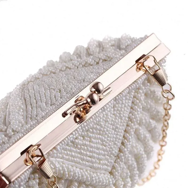 Borsa da sera da donna, modello 2025, con pochette, da sposa, con perline, alla moda, con catena a conchiglia, per feste, Li-383 Bag_voghion.com
