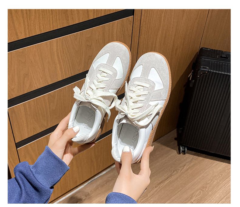 Echtes Leder Weiße Casual Deutsche Trainingsschuhe Für Frauen Low-top Sport Sneakers_voghion.com
