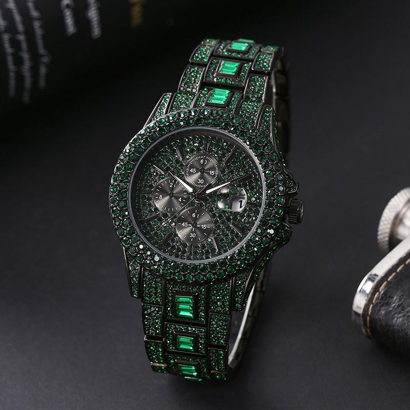 Watch Live Streaming: Fashionable Hip-hop, Full Of Colorful Diamonds, Men's Luminous Quartz Watch_voghion.com