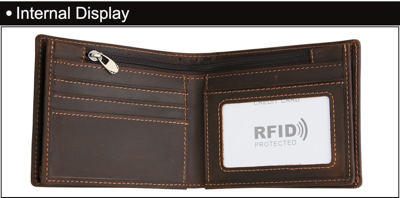 RFID Blocking Men Wallets Vintage Cow Genuine Leather Wallet Male Handmade Custom Dollar Price Coin Purse Short Wallet_voghion.com