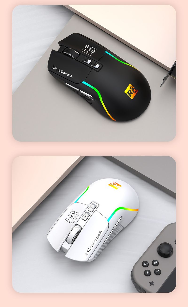 Digitex Digitex R8 Brand Wireless Bluetooth Dual Mode Mechanical Office Gaming Universal Colorful Luminous Mouse Cross-Border Wholesale_voghion.com