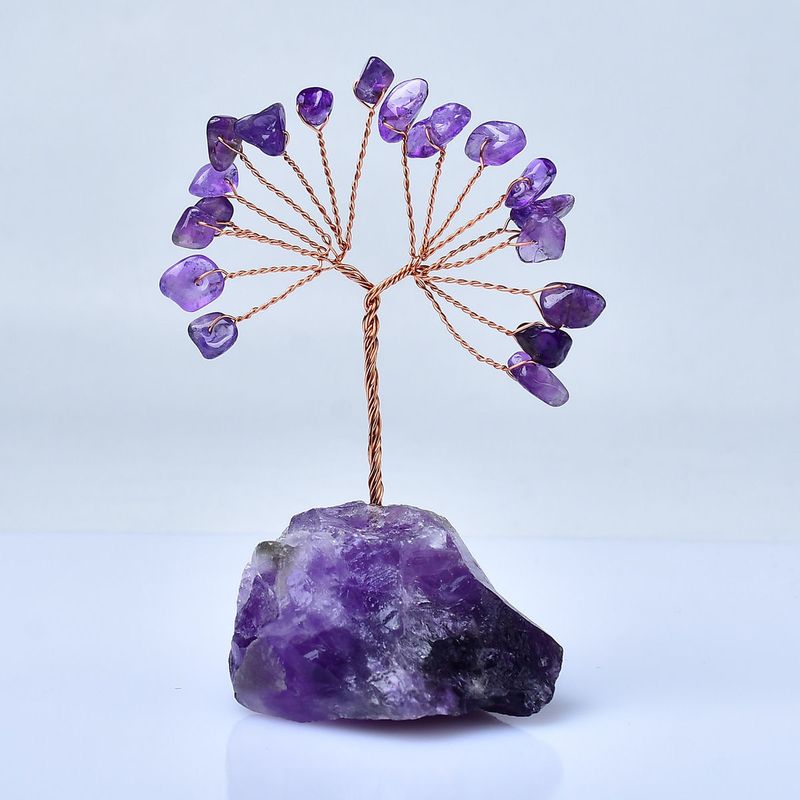 Hand-woven Amethyst Base Of Life Creative Ornament Colorful Crystal Raw Stone Gravel Money Tree Wholesale_voghion.com