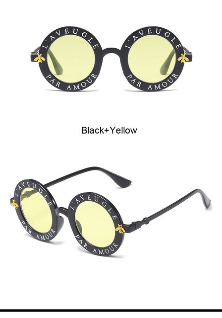 2020 New Fashion Round Frame Sunglasses Woman Vintage Sun Glasses Female Bee Design Brand Designer UV400_voghion.com