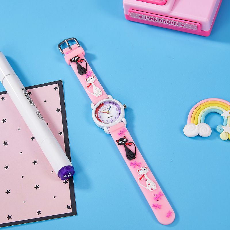 Mother & Kids Primary School Students Waterproof Children's Watch Quartz Cartoon Only Watch Time Recognize Words Children's Silicone Watch_voghion.com