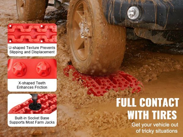 VEVOR 2PCS Traction Boards With PP For Mud Snow Sand Storage Bag Short Red_voghion.com