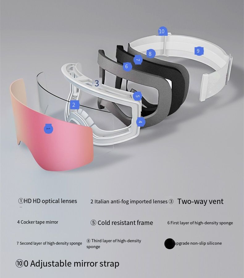 Ski Snowboard Goggles Dame Menn Ski Brillemaske UV 400 Snøbeskyttelse over briller Voksen nti-fog Cydrical_voghion.com