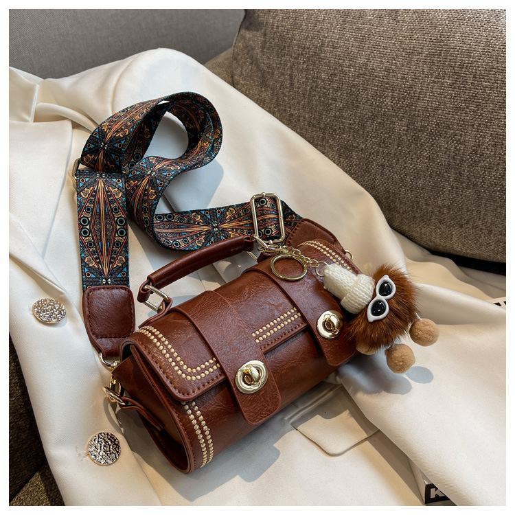 Women's Bucket Bag Retro Bag Women's Fashion Crossbody Bag High-grade Sense Portable Boston Cylinder Bag_voghion.com