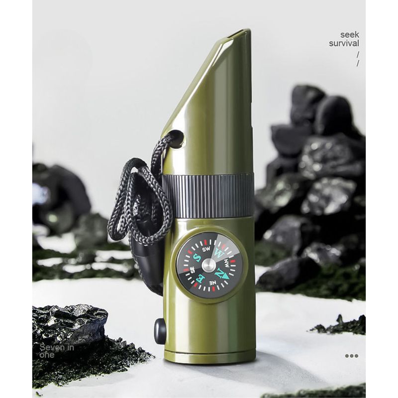 Outdoor Camping Multifunctionele Survival Reddingsfluit LED-licht Thermometer Kompas_voghion.com