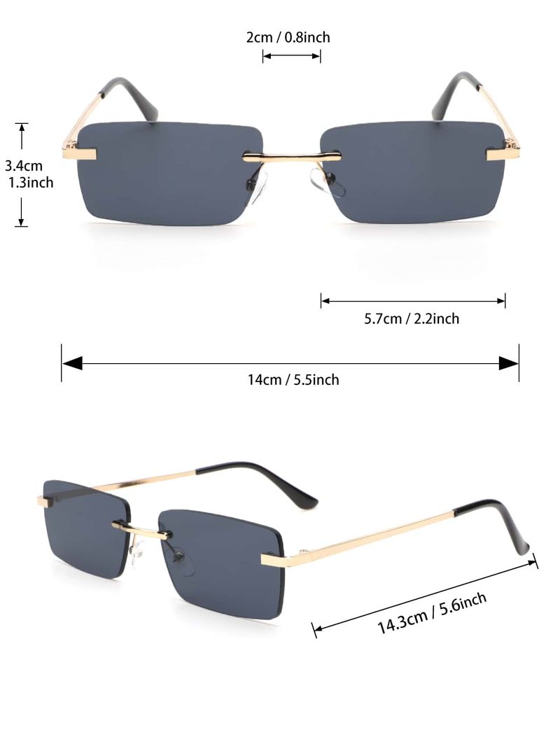 New Arrivals 1PC Unisex Plastic Square Frame Fashio Rimless Sunglasses For Outdoor Beach Party_voghion.com
