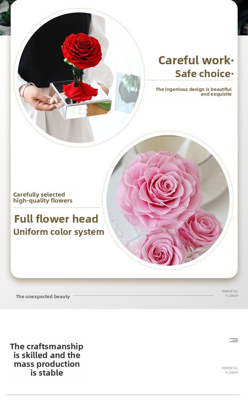 Scatola regalo in acrilico con fiori stabilizzati - Rose vere fatte a mano + coperchio trasparente, design a tema principesco, regalo per San Valentino/Qixi/compleanno/anniversario_voghion.com