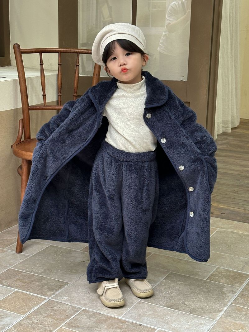 Pijamas de franela para niños, camisón largo de otoño/invierno para bebés, conjunto de ropa de casa de terciopelo Coral para niños y niñas_voghion.com