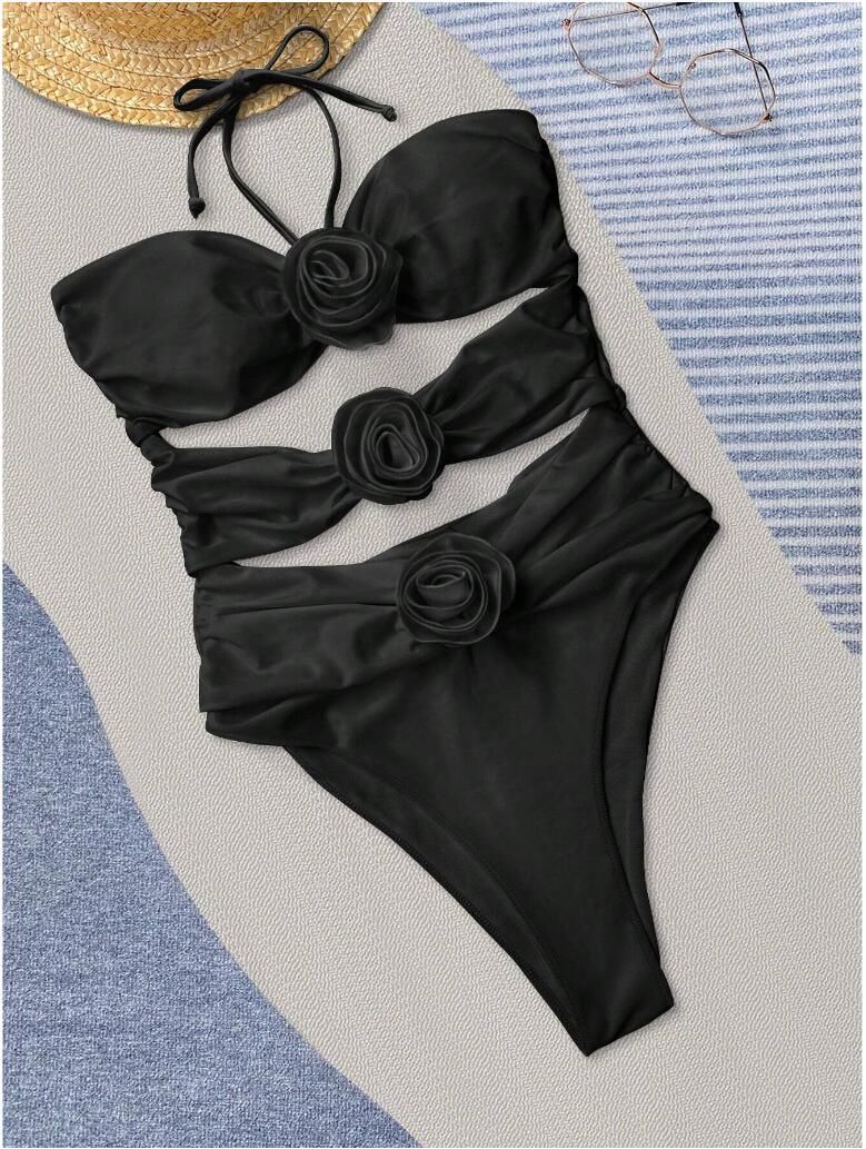 Dambaddräkt i ett stycke för kvinnor, ny stil, bantande och sexig, varm källa, exklusiv, tredimensionella blommor, BIKINI-baddräkt 2024_voghion.com