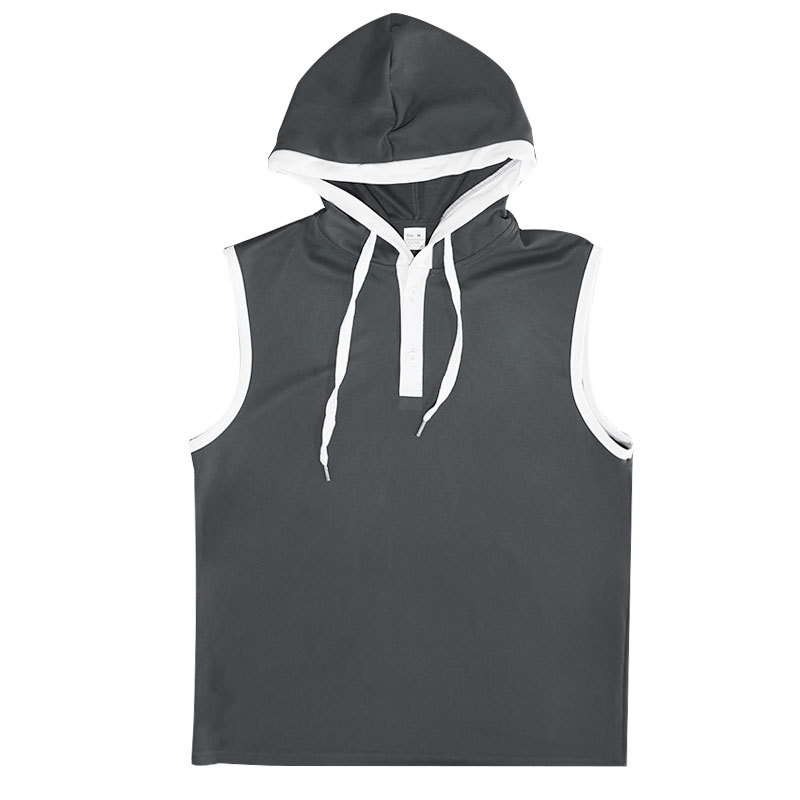 Sleeveless vest, shorts, T-shirt, solid color hooded tie up men's casual sports waffle set_voghion.com