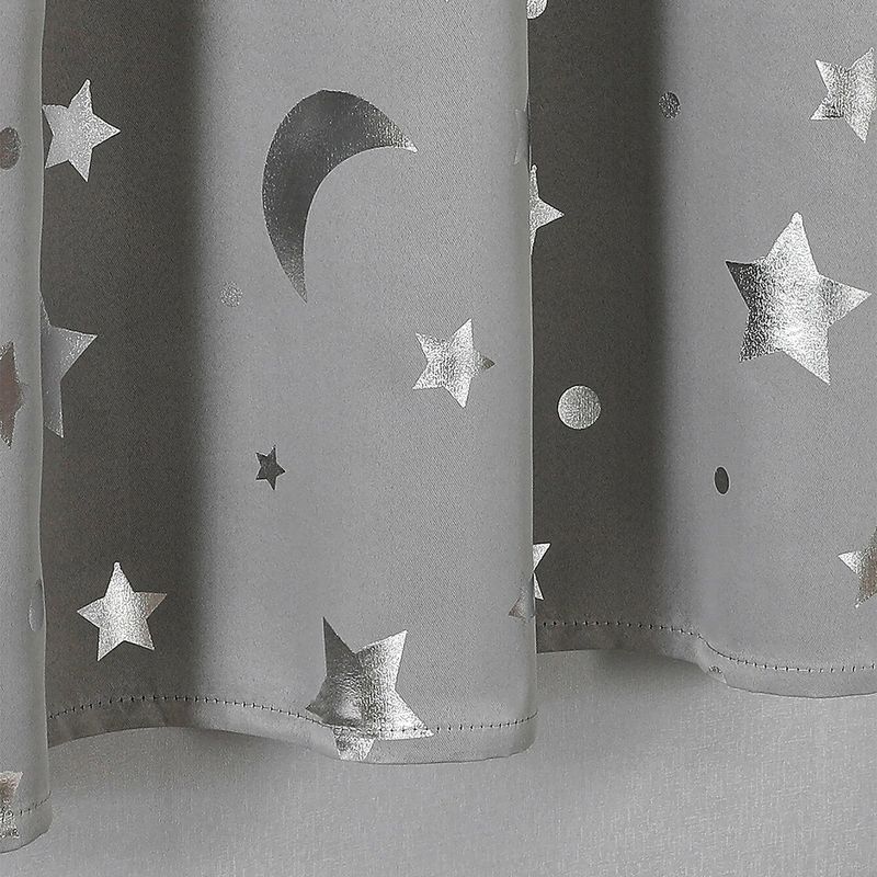 Curtains Silver-Foil Moon And Star Blackout Curtains With Grommets Thermal Insulated Drapes UV Protection Sun Blocking Window Panels_voghion.com