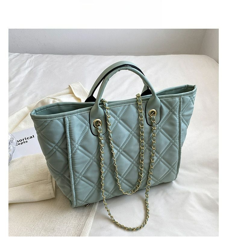 Borsa a tracolla grande capacità, borsa a tracolla alla moda con catena a rombo, borsa da pendolare_voghion.com