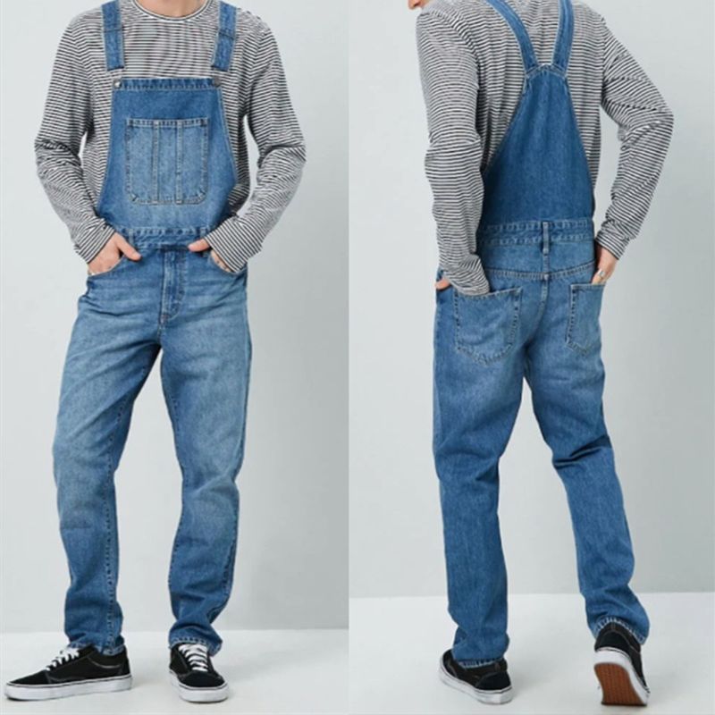 Men's Clothing Men's Suspender Jeans Jumpsuit Trousers Popular Work Clothes Simple Fashion Casual Overalls_voghion.com