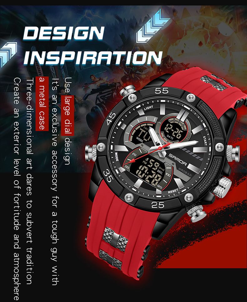 Electronic Watch Multi-functional Men's Watch Waterproof Glow-in-the-dark Alarm Clock Watch_voghion.com