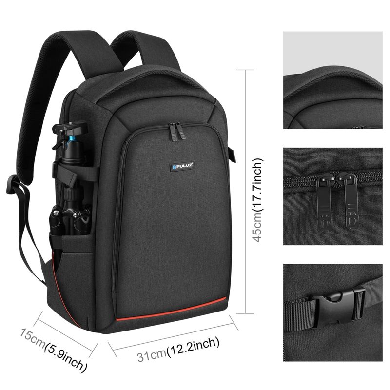Puluz Outdoor Portable Dual Shoulders Backpack Waterproof With Rain Cover For Camera Lens Stabilizer Photography Bag_voghion.com