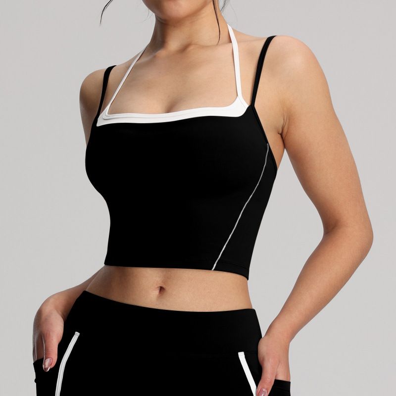 Ensemble deux pièces LazyZoom, dos nu, joli gilet, short de yoga trois-quarts, pour la course à pied, le sport et le fitness_voghion.com