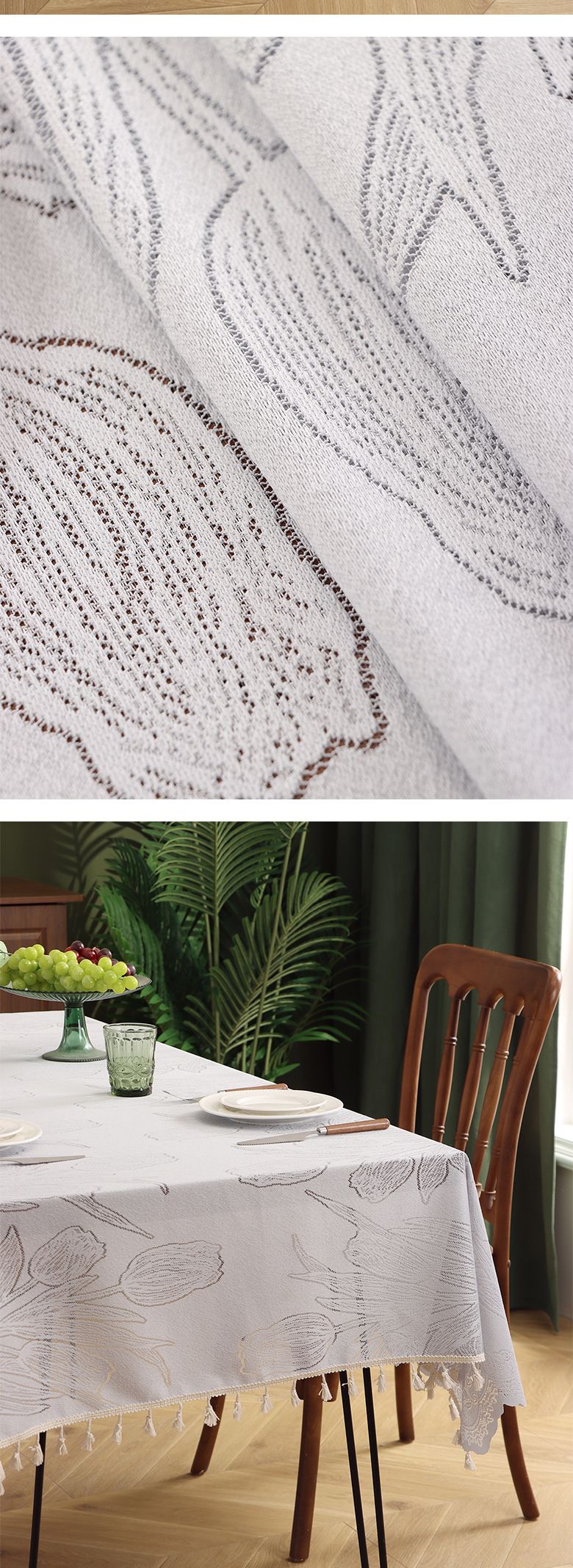 Summer New Modern Simple Ins Style Retro Lace Tablecloth Dining Table Cloth Tulip Embroidered Coffee Table Decoration_voghion.com