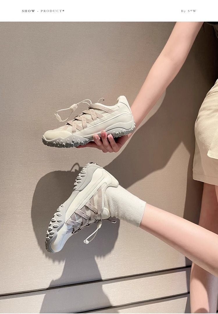 Primavera e autunno nuove scarpe con tacco a zeppa commercio estero grandi dimensioni scarpe sportive arcobaleno fondo scarpe da papà spot scarpe da corsa da donna_voghion.com