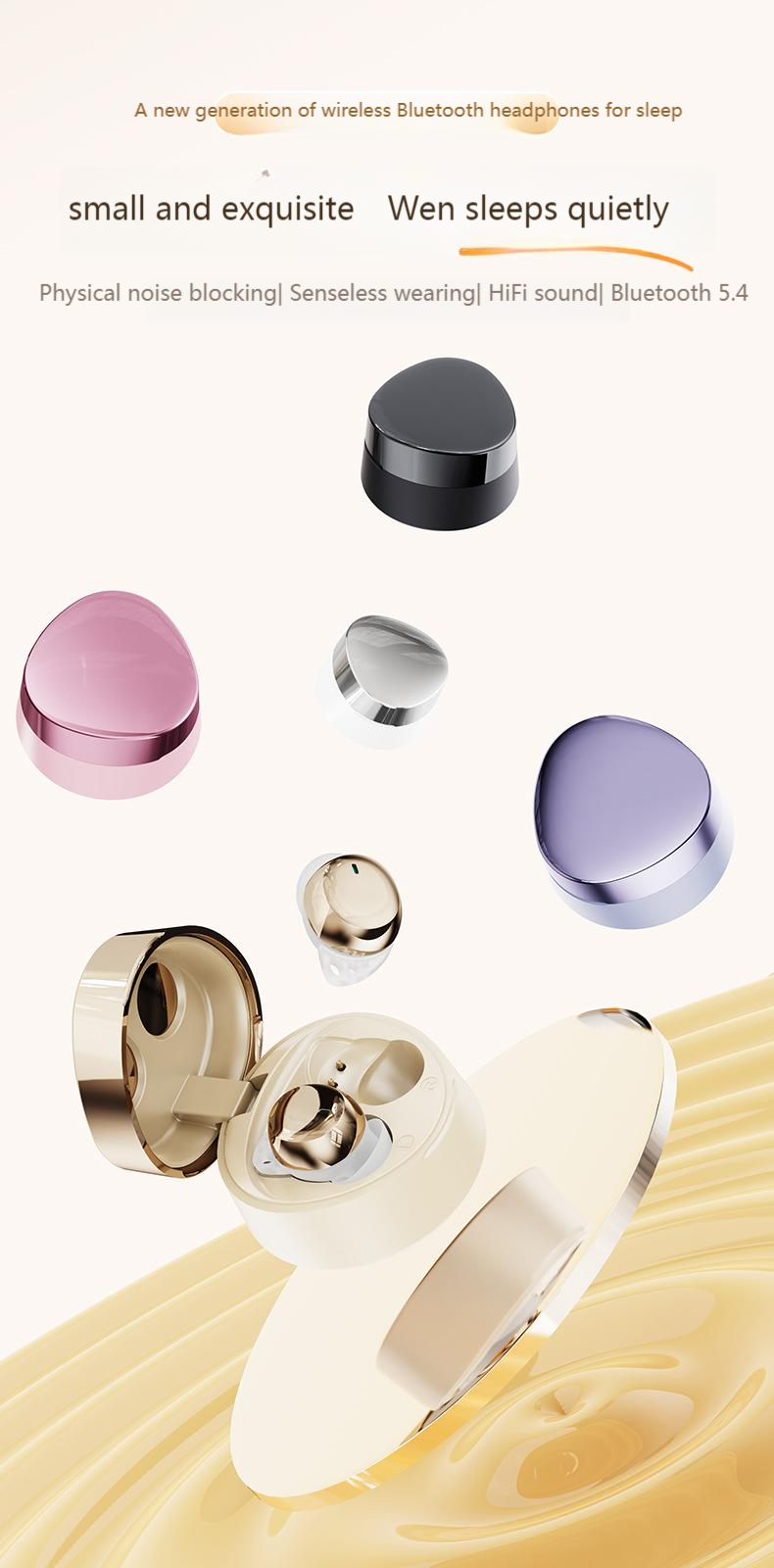 Halb-In-Ear-Bluetooth-Kopfhörer, leichtes Bluetooth 5.4, lange Akkulaufzeit, Mini-Schlafkopfhörer, gute Schalldämmung, Ohrstöpsel_voghion.com