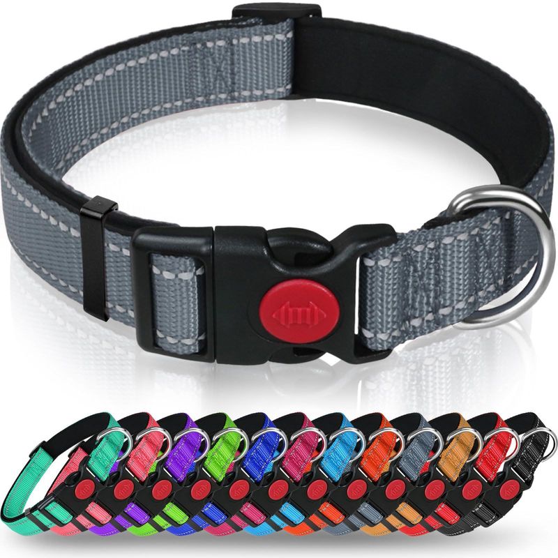 Coleira de nylon ajustável para animais de estimação, coleira refletiva para cães, suprimentos de segurança_voghion.com