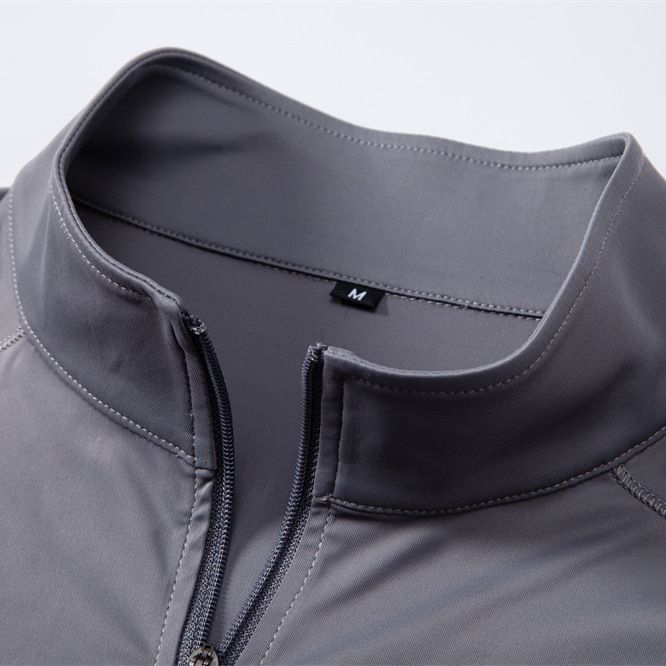 2025 Frühjahr/Sommer Neues Herren-Sonnenschutz- und UV-Schutz-UPF100+Basishemd Langarm-T-Shirt mit halbem Reißverschluss für Herren_voghion.com