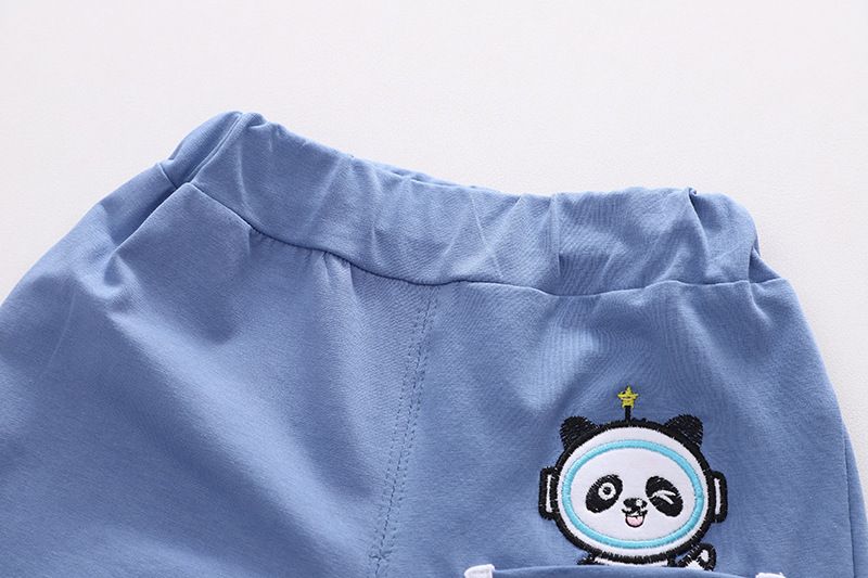 Traje de verano para niños y niños 2024, nueva y atractiva versión coreana, conjunto de dos piezas de pantalones cortos de manga corta para bebé de moda_voghion.com