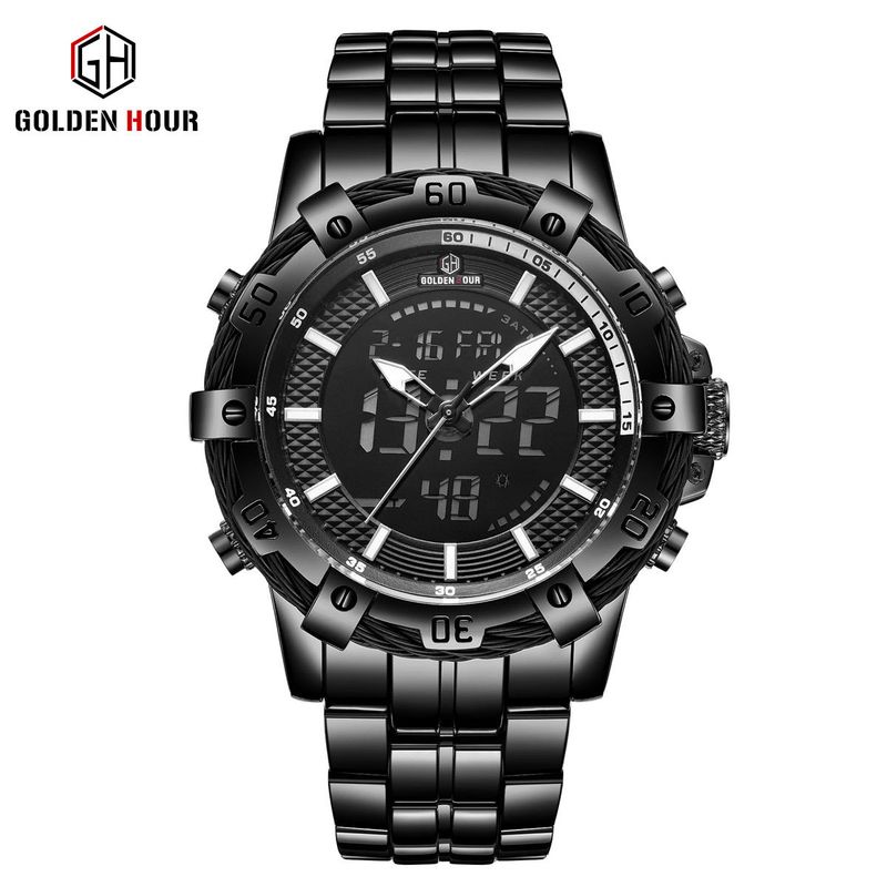 Spiral Crown Men's Single Folding Buckle Pointer Round Watch_voghion.com