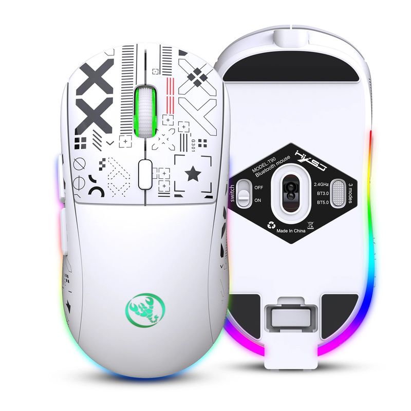 3 režiimiga Bluetoothi mängude taaslaetav 2,4G USB juhtmeta RGB taustavalgustusega hiir iPadi tahvelarvuti sülearvutile_voghion.com