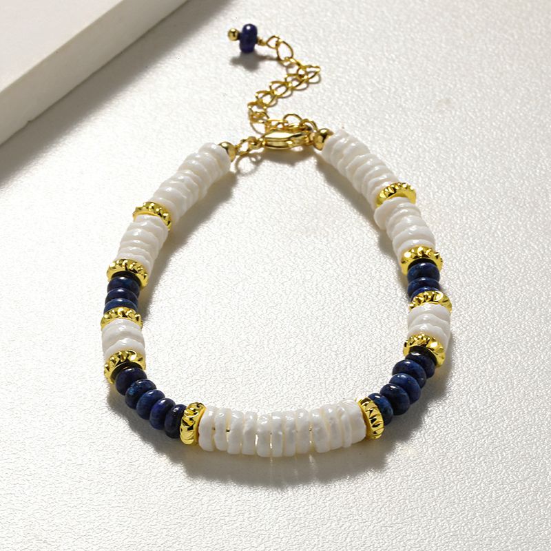 Collana di perline di lapislazzuli naturali fatta a mano con perline distanziatrici dorate, elegante catena per clavicola a strati da indossare ogni giorno_voghion.com