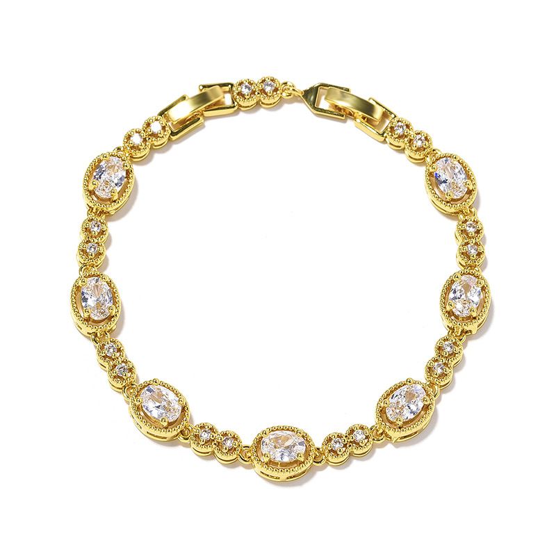 Korean Blue Color Treasure Rectangular Light Luxury Pure Handmade Inlaid Geometric Colored Zircon Bracelet for Women_voghion.com