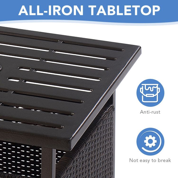 Outdoor Patio Rattan Wicker Steel Side Deck Table_voghion.com