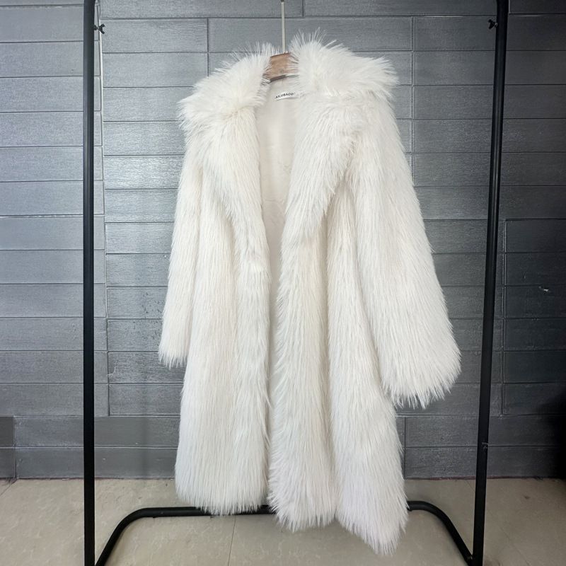 Kunstpelzmantel für Damen, lang, Trenchcoat – Winter-Teddybärjacke mit Reverskragen (Oversized-Passform, Beige/Schwarz/Taupe/Pink/Grau)_voghion.com