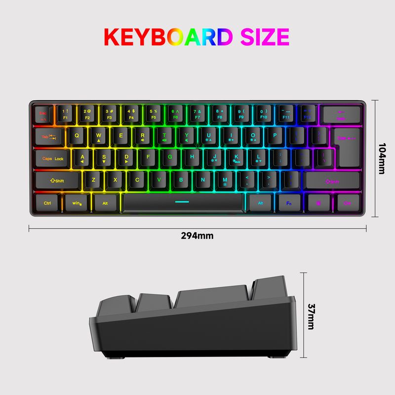 61-Key RGB Game Wired Keyboard Mouse Set Colorful MINI Non-mechanical Film Black And White Computer Keyboard_voghion.com