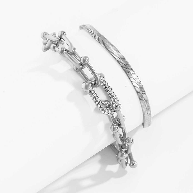 Gioielli di moda per donna con diamanti intarsiati, bracciale con catena a U in rame alla moda e cristalli_voghion.com
