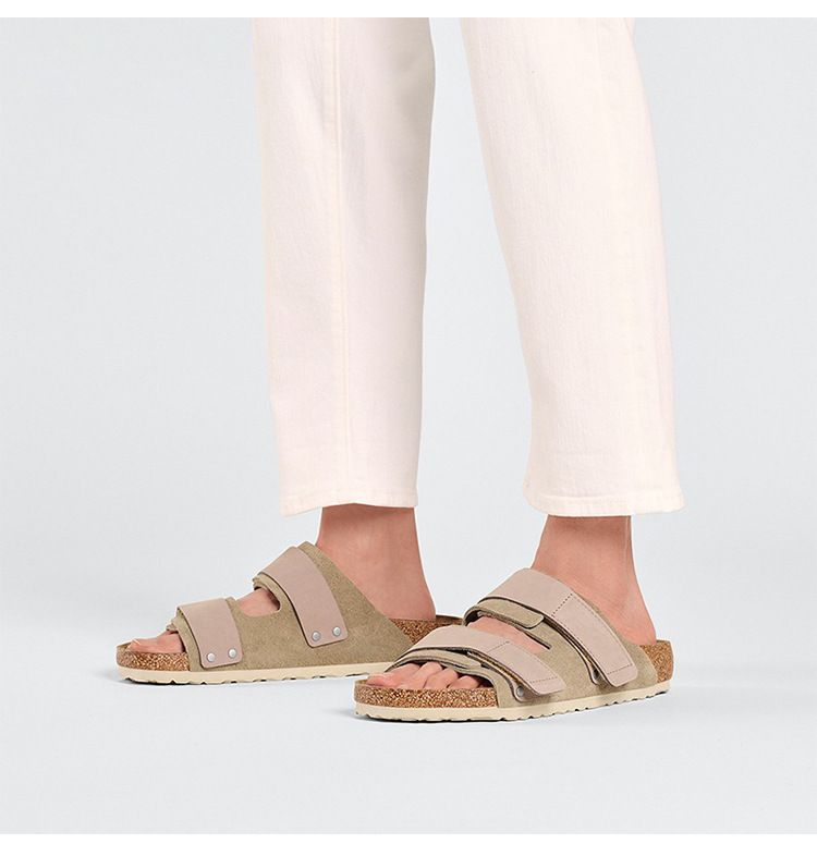 Genuine Leather Cork Sandals Outdoor Suede Summer New Shoes Velcro Strap Slip-On Unisex_voghion.com