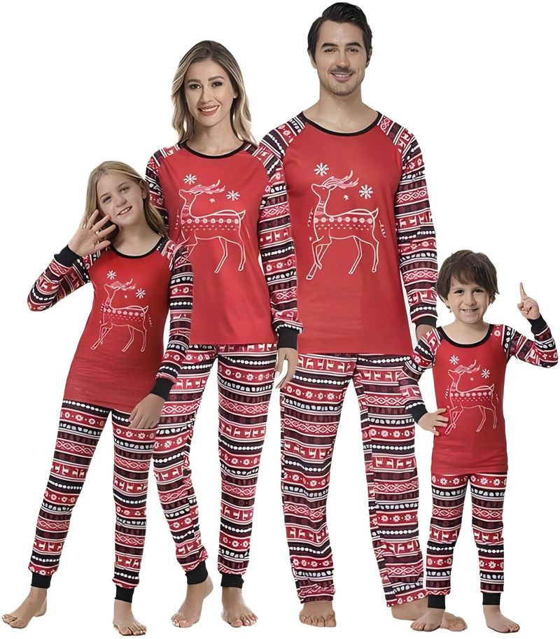 Novo pijama combinando para a família no Natal de 2025, conjunto de pijama com estampa xadrez aconchegante para mulheres, homens e crianças, fotos de família para o feriado_voghion.com