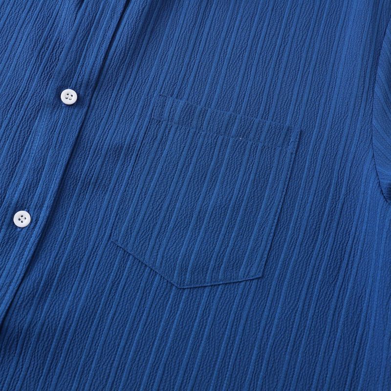 Goods 2024 summer new solid color lapel short sleeved shirt men's_voghion.com