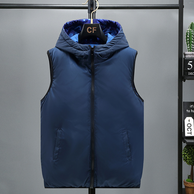 Men's Clothing Vest Men's Autumn And Winter Thickened Down Cotton Winter Waistcoat Jacket Youth Version Handsome Double-sided Vest Shoulder Vest_voghion.com