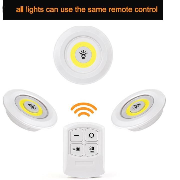 1PC LED Light COB Luce sottopensile Luce notturna Telecomando wireless Lampada da guardaroba dimmerabile 3W Illuminazione super luminosa per armadio_voghion.com