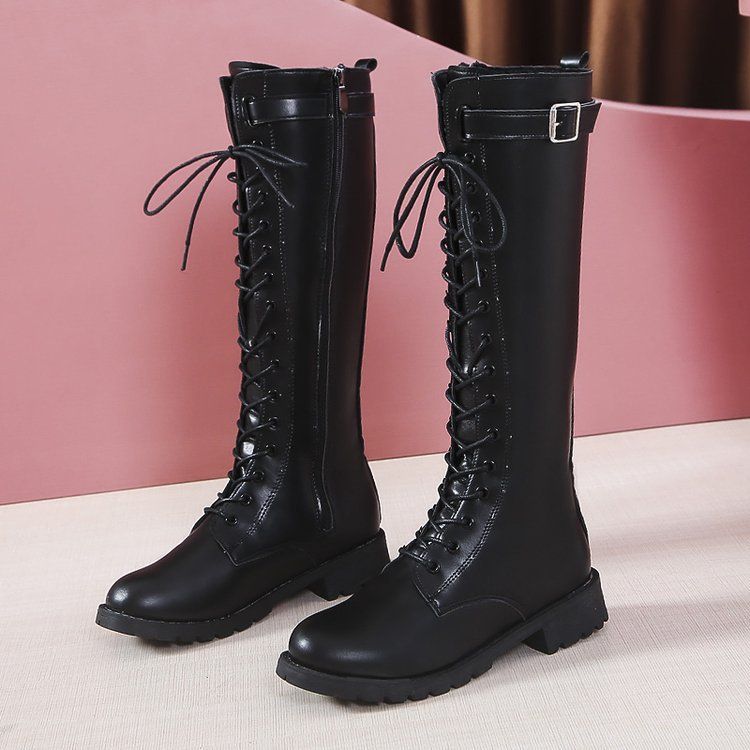 Women's 2021 New Autumn Winter Slimming High Tube Thick Sole Long White Over-the-Knee Petite Riding Boots Shoes_voghion.com